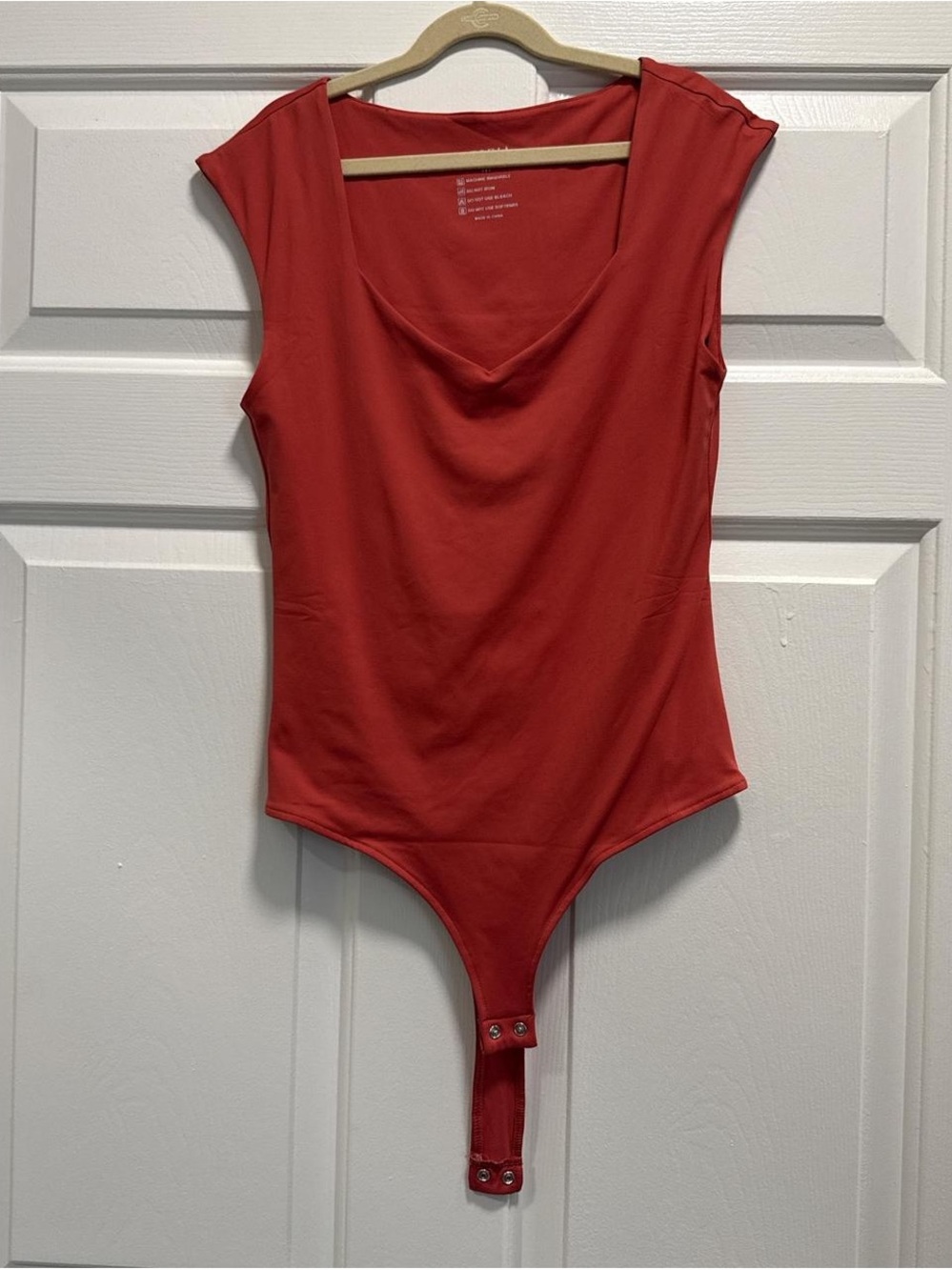 ReoRia Coral-Red Sleeveless Bodysuit